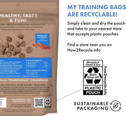 Buddy Biscuits Trainers 10 Oz. Pouch of Training Bites Soft & Chewy Dog Treats Made with Bacon Flavor