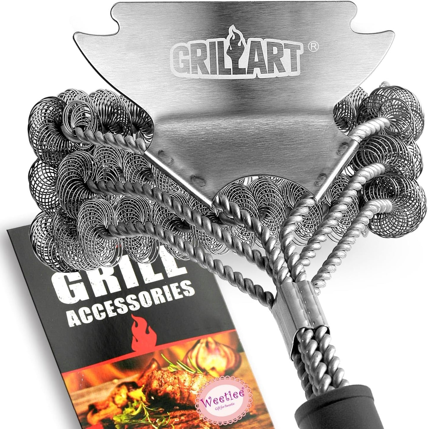 Grill Brush and Scraper Bristle Free Safe BBQ Brush for Grill 18'' Stainless Grill Grate Cleaner - Safe Grill Accessories for Porcelain/Weber