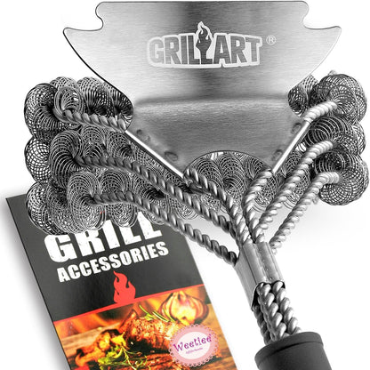 Grill Brush and Scraper Bristle Free Safe BBQ Brush for Grill 18'' Stainless Grill Grate Cleaner - Safe Grill Accessories for Porcelain/Weber
