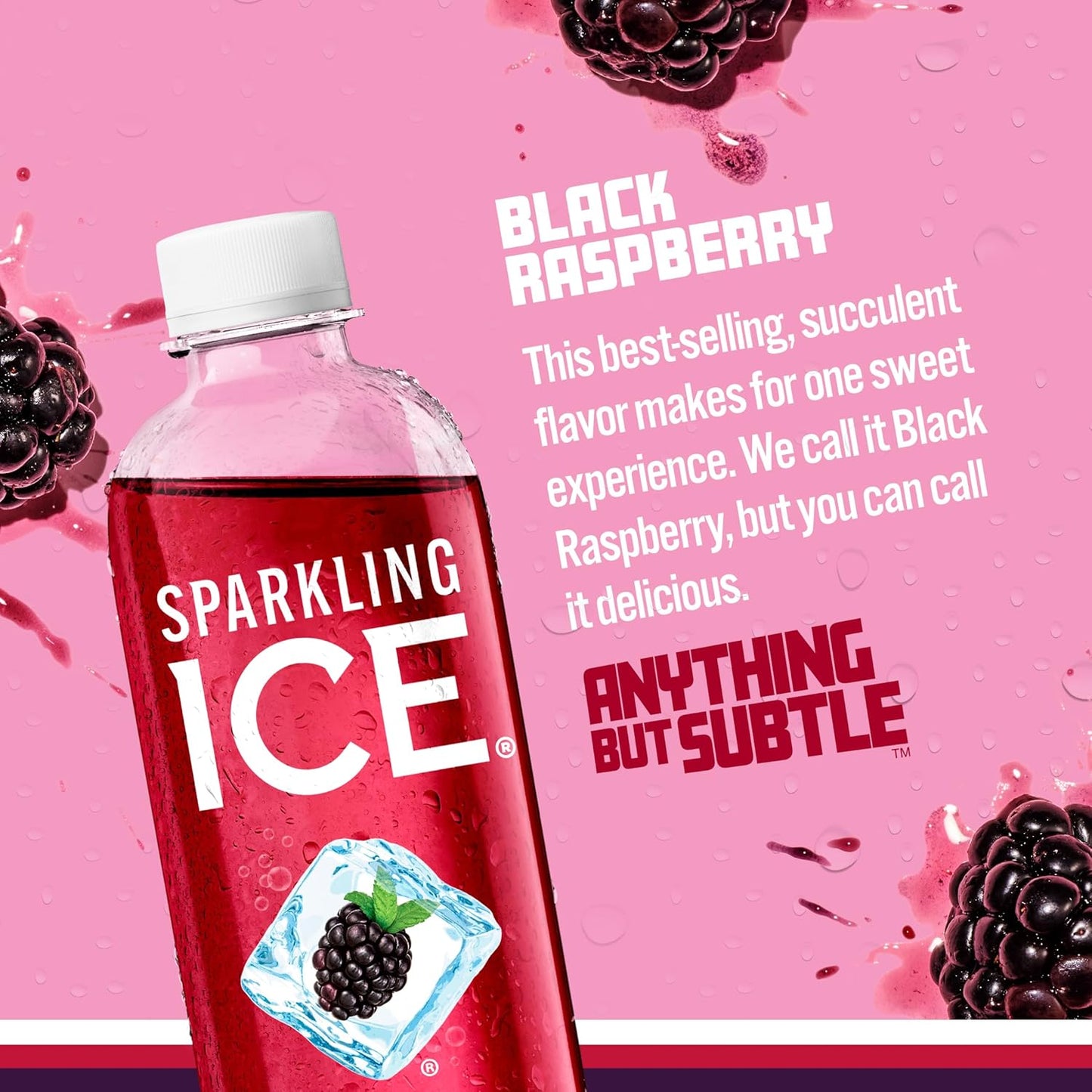 Sparkling Ice, Black Raspberry Sparkling Water, Zero Sugar Flavored Water, with Vitamins and Antioxidants, Low Calorie Beverage, 17 fl oz Bottles (2)