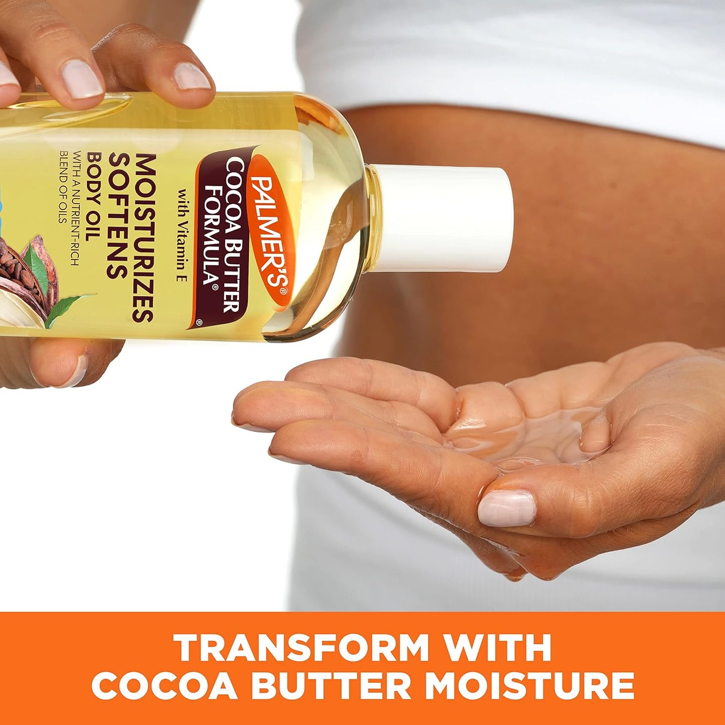 Palmer's Cocoa Butter Moisturizing Body Oil with Vitamin E, Radiant Looking Glow and Skin Hydration, Instant Absorption, Bath, Body and