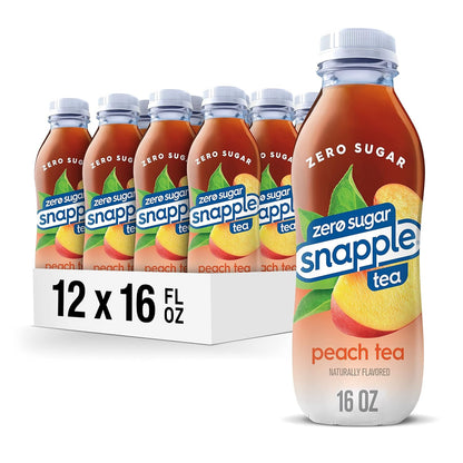 Snapple Zero Sugar Peach Tea, 16 fl oz recycled plastic bottle (2)