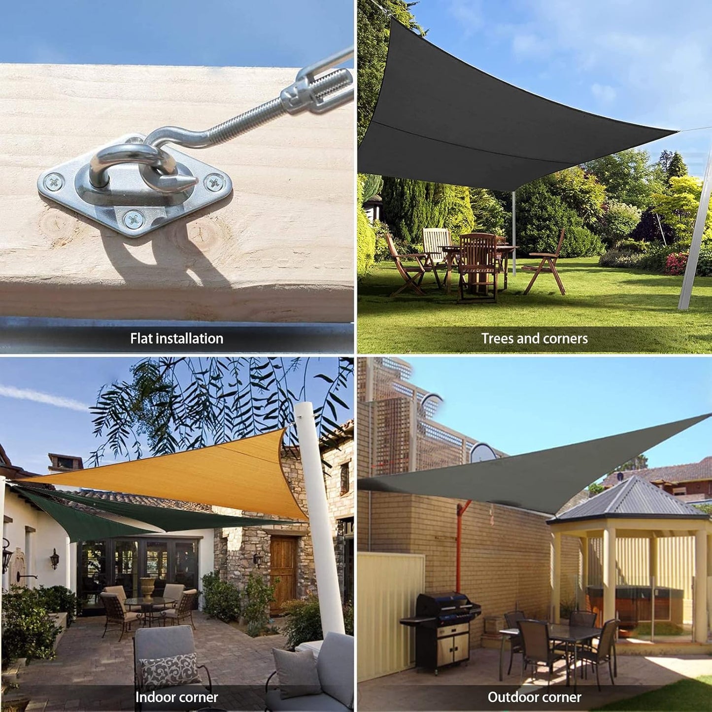 Sun Shade Sail Hardware Kit 6 Inch for Rectangle & Triangle Shade Sail