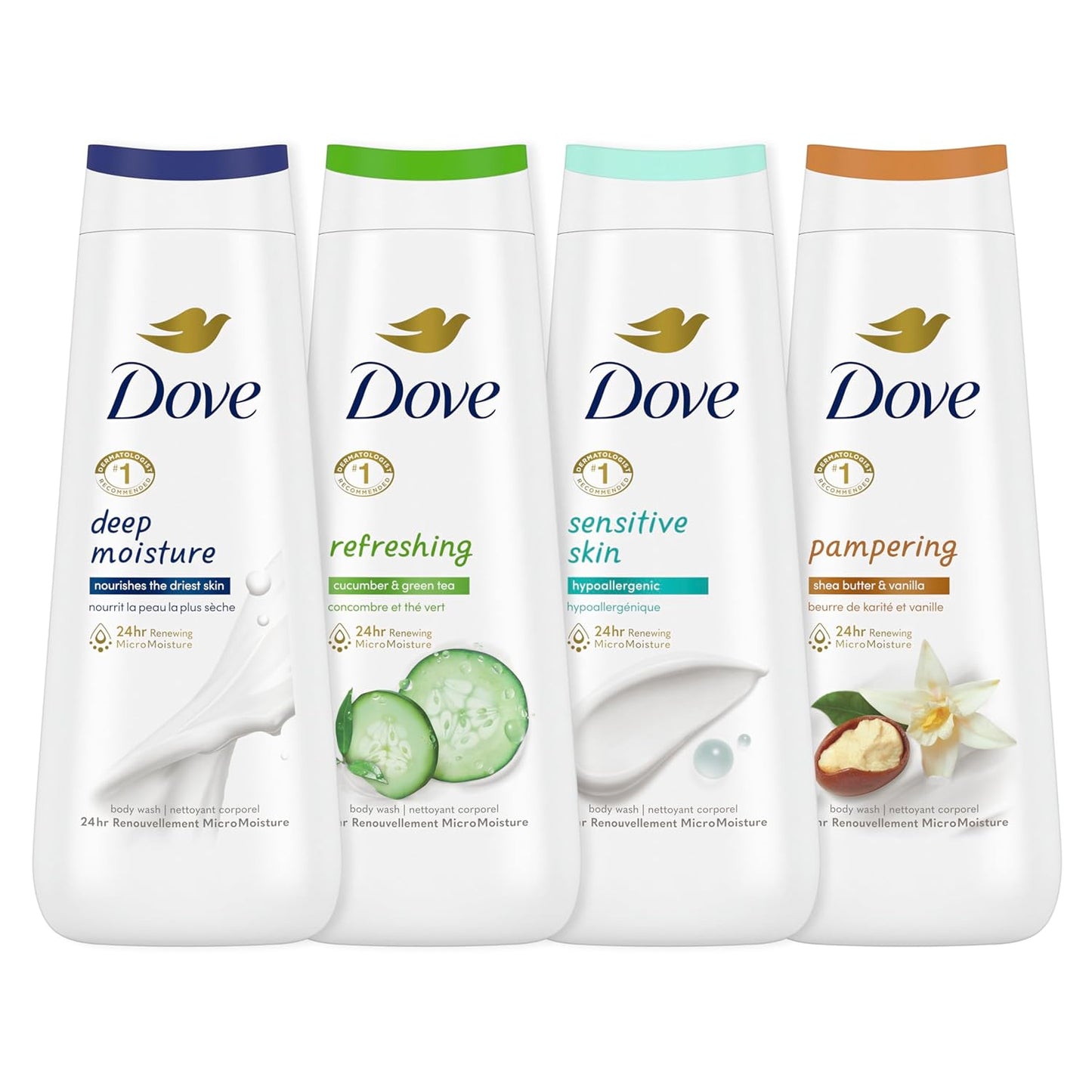 Dove Body Wash Deep Moisture, Sensitive Skin, Cucumber and Green