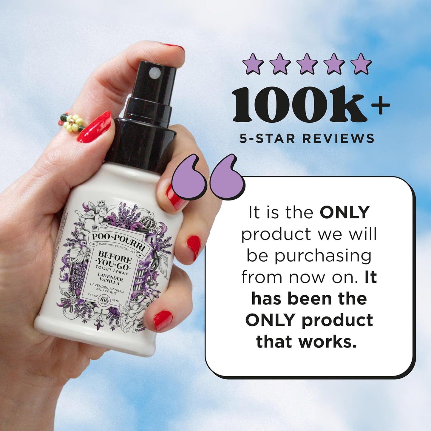 Poo-Pourri Before-You-Go Toilet Spray, Lavender Vanilla, 2 Fl Oz, Up to 100 Uses, Bathroom Odor Deodorizer with Essential Oils for Home or