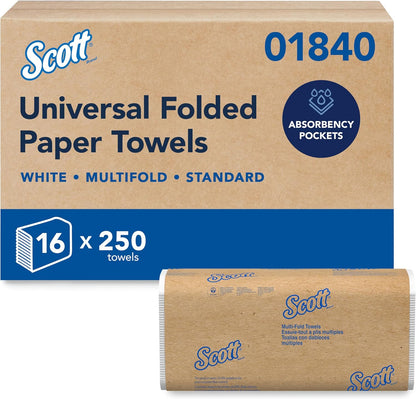 Scott Professional Universal Multifold Paper Towels, Bulk (01840), Absorbency Pockets, 9.2" x 9.4" sheets, Standard Tier