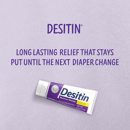 Desitin Maximum Strength Baby Diaper Rash Cream, 40% Zinc Oxide, Hypoallergenic No Added Parabens &