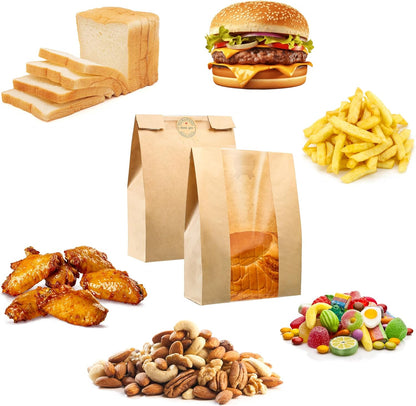 50 Pcs Bread Bags for Homemade Bread, Sourdough Paper With Window, 50% Thicker 13.7x8.2x3.7in A Large Bakery Bags Used for Storage Cookies &