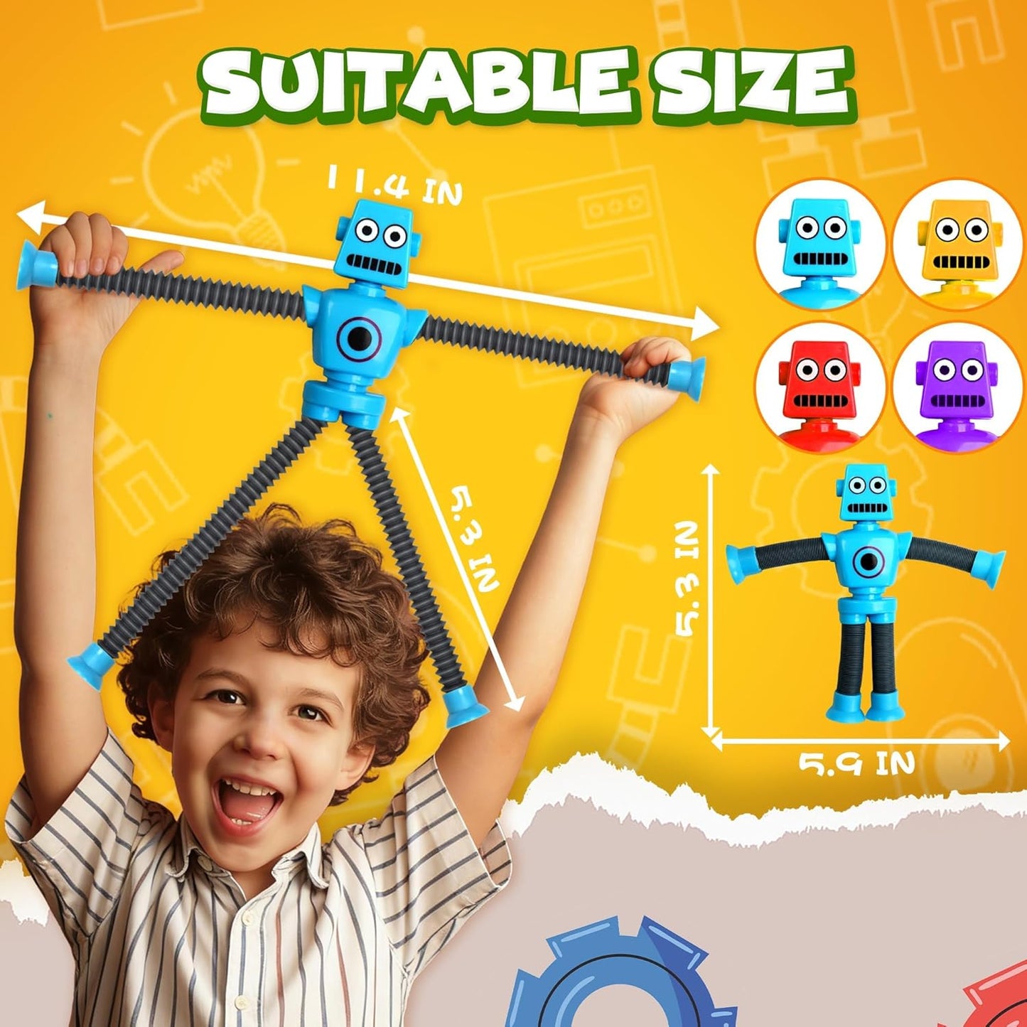 Robot Sensory Travel Roadtrip Toys 4Pcs for Toddlers Kid Boy Year Old Ages 3 4 5 6 7 8