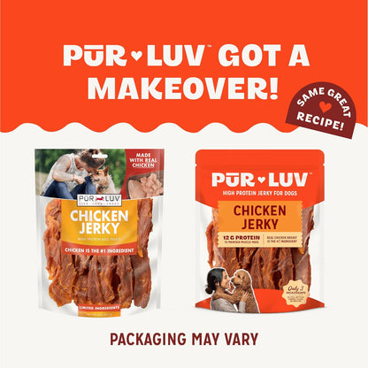 Pur Luv Chicken Jerky Dog Treats, Made with 100% Real Chicken Breast, 16 Ounces, Healthy, Easily Digestible, Long-Lasting, High