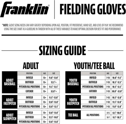 Franklin Sports Field Master Baseball + Softball Glove - Field Master Adult + Youth Baseball + Softball Mitt - Men's + Women's Gloves - Right Hand
