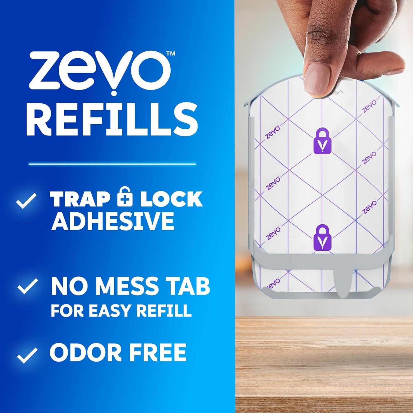 Zevo Flying Insect Trap Official Refill Cartridges - Fits Both Zevo Trap & MAX Indoor Fly Trap - Authentic Trap+Lock Technology to Catch