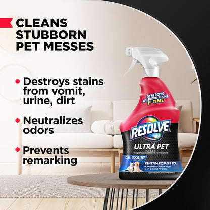 Resolve Ultra Pet Carpet Cleaner Spray for Removal of Pet Stains & Odors, 32oz