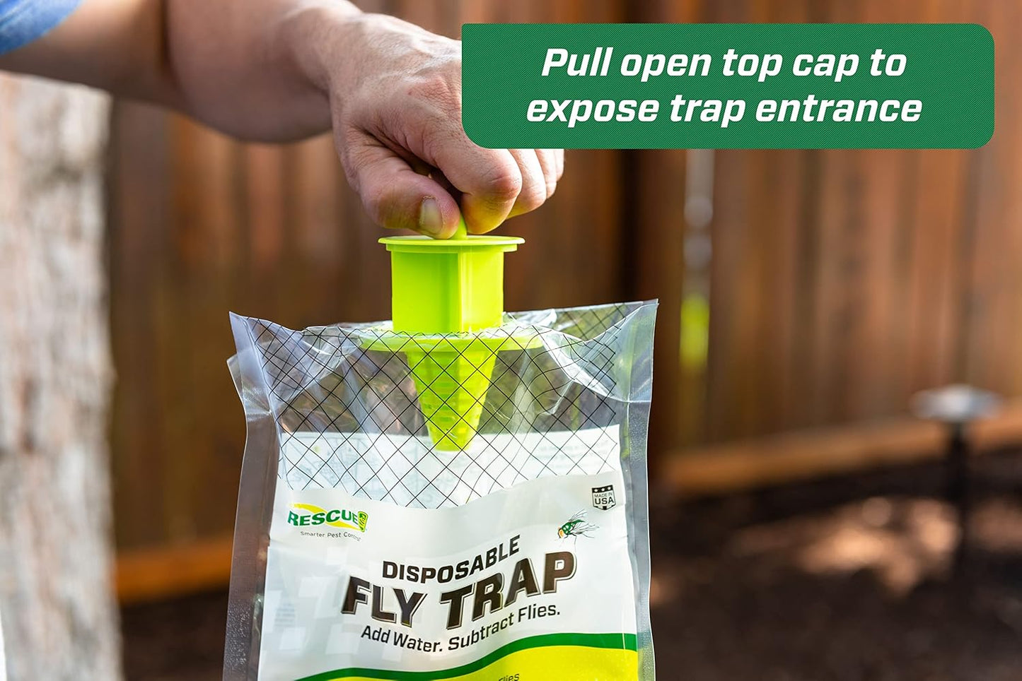 RESCUE! Outdoor Disposable Fly Trap Hanging Fly Catcher with Attractant Bait, Fly Bag for Patio