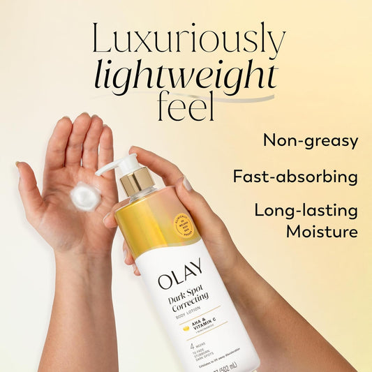 Olay Body Lotion for Women, Tone Enhancing with AHA Serum, Visibly Reduce Discolored Skin, 24hr Moisture & Hydration, Fast Absorbing