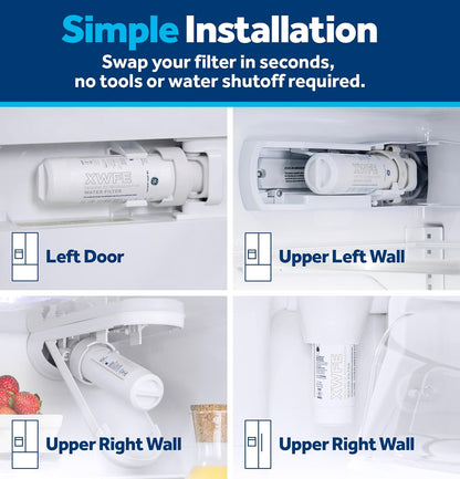 GE XWFE Refrigerator Water Filter, Genuine Replacement Filter, Certified to Reduce Lead, Sulfur, and 50+ Other