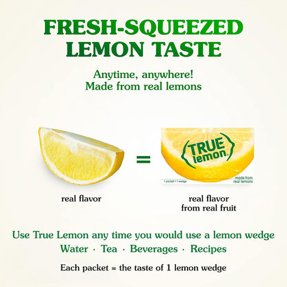 True Lemon 100ct - Water Enhancer - Bulk Dispenser - 0 Calorie Drink Mix Packets For Water - Sugar Free Lemon Flavoring Powder Packets