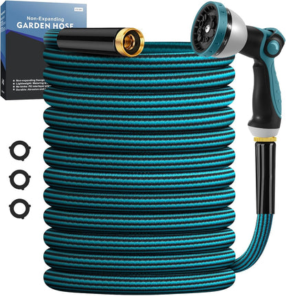 Garden Hose 50ft, Non-Expanding Water Hose Ultra Lightweight, Kink-Free, Sturdy, Flexible, Abrasion Resistant Hose for Yard, Lawn