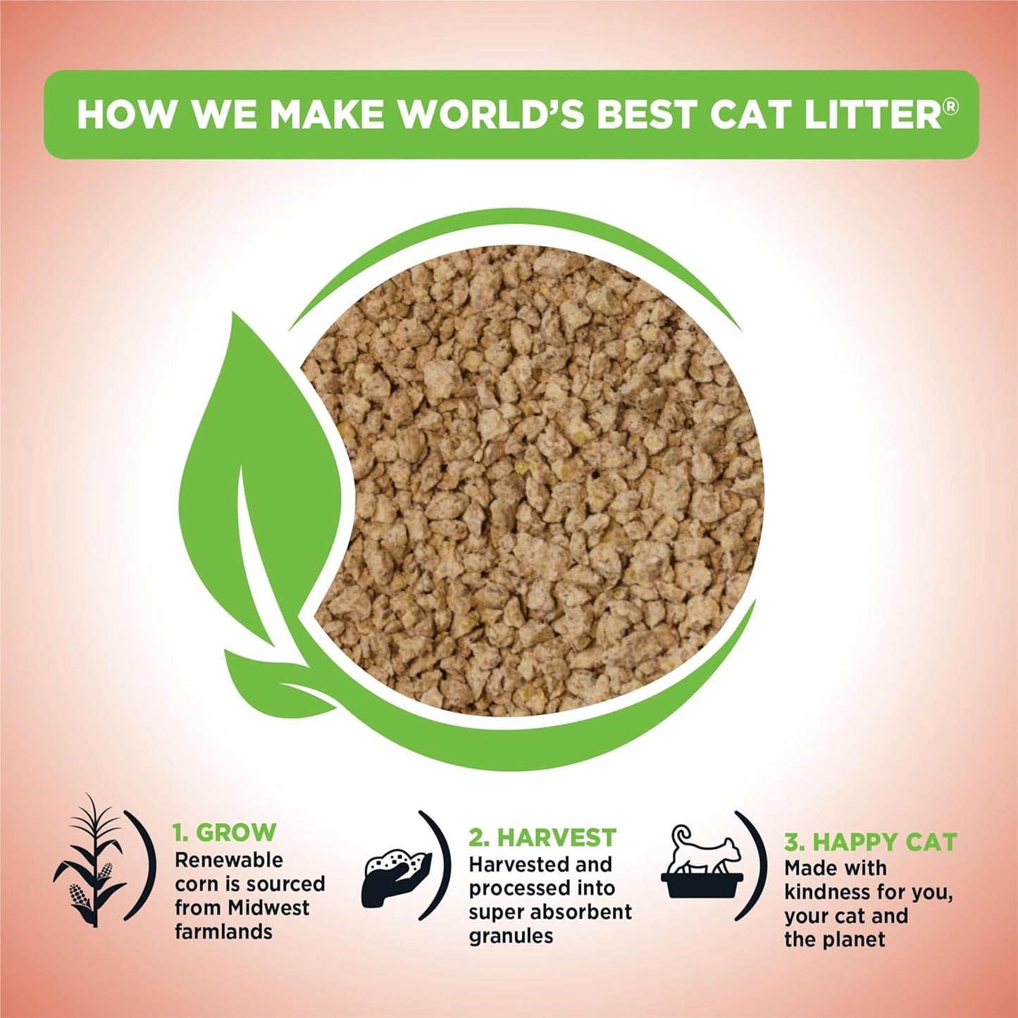 WORLD'S BEST CAT LITTER Multiple Cat Unscented, 15-Pounds - Natural Ingredients, Quick Clumping