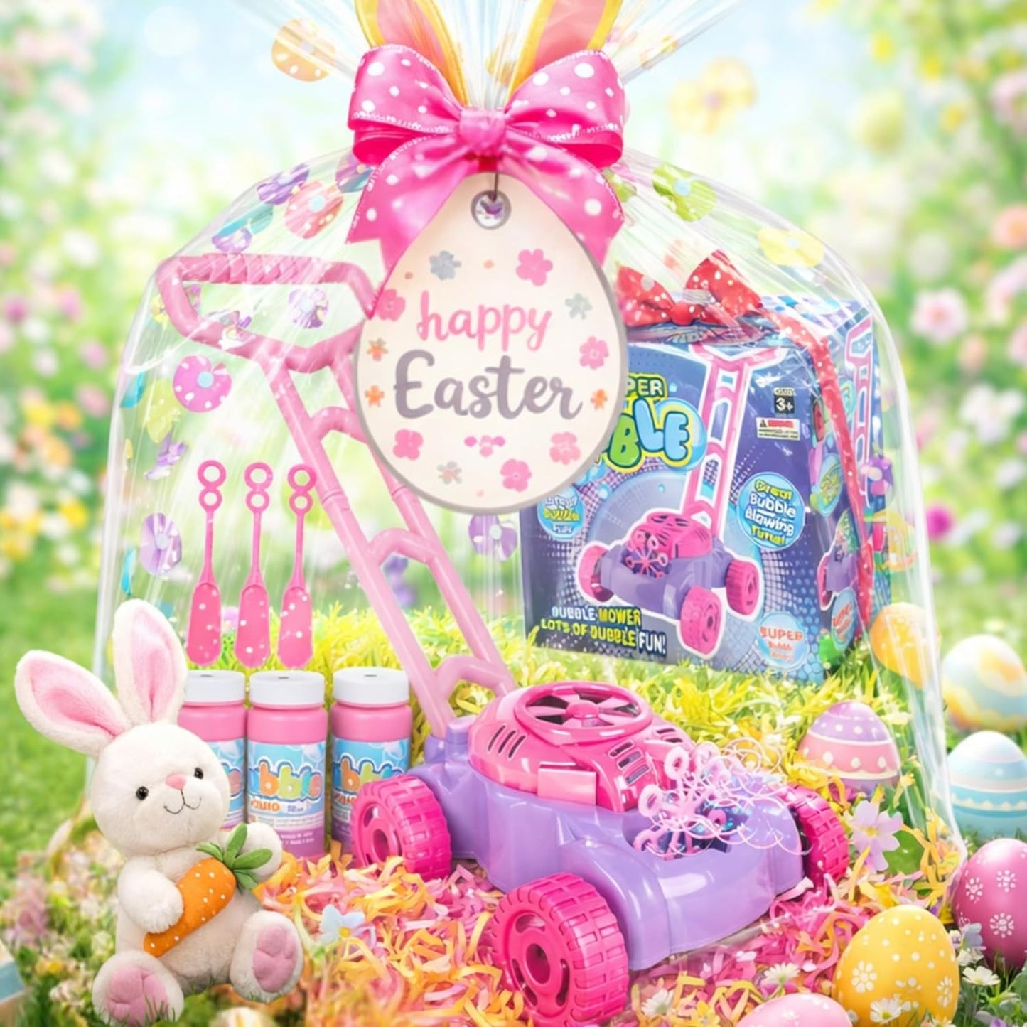 ArtCreativity Bubble Lawn Mower for Toddlers 1-3, Bubble Machine for 1-Year-Old Girl Gifts, Easter Basket Stuffers for