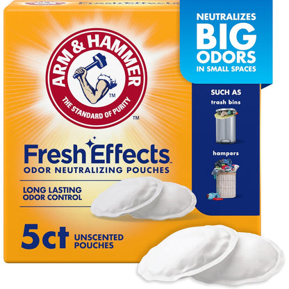 Arm & Hammer Fresh Effects Odor Neutralizing Baking Soda Pouches, Unscented Deodorizer for Long Lasting Freshness in Shoes, Gym Bags, & Small