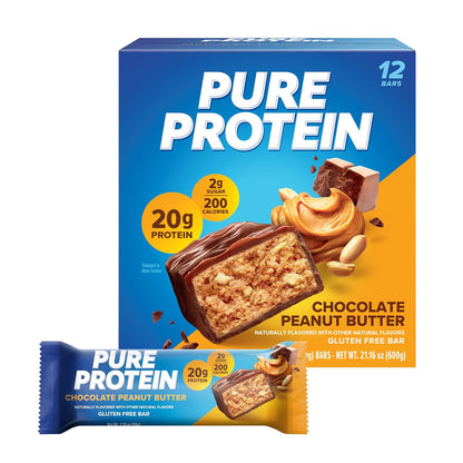 Pure Protein Chocolate Peanut Butter Protein Bars 20g Protein, 3g