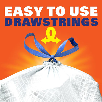 Hefty Ultra Strong 13 Gallon Trash Bags, Tall Kitchen Trash Bags 13 Gallon Size, Drawstring Closure, Continuous Odor Control