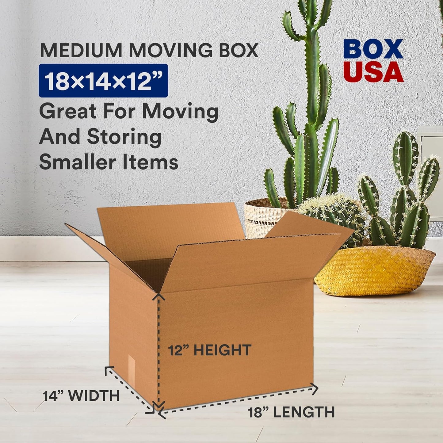 BOX USA Moving Boxes Medium 18"L x 14"W x 12"H 10-Pack, Corrugated Cardboard Box for Shipping, Mailing, Packing, Packaging and Storage 18x14x12