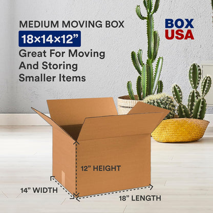 BOX USA Moving Boxes Medium 18"L x 14"W x 12"H 10-Pack, Corrugated Cardboard Box for Shipping, Mailing, Packing, Packaging and Storage 18x14x12