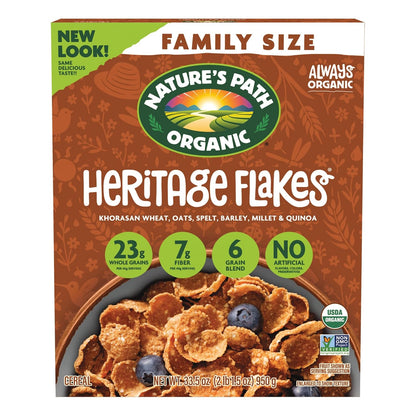 Nature's Path Organic Heritage Flakes Cereal, 33.5 oz, Ancient Grains, 23g Whole Grains, Non-GMO