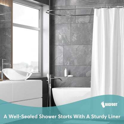BigFoot Clear Shower Curtain Liner - 72x72 Odorless Plastic with Magnets, Washable Long Bathroom Curtain - Premium PEVA Waterproof Bath Shower