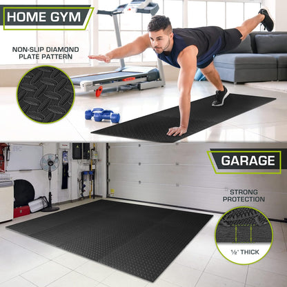 ProsourceFit Puzzle Exercise Mat in, EVA Interlocking Foam Floor Tiles for Home Gym, Water-Resistant Mats Workout Equipment, Floor Padding for
