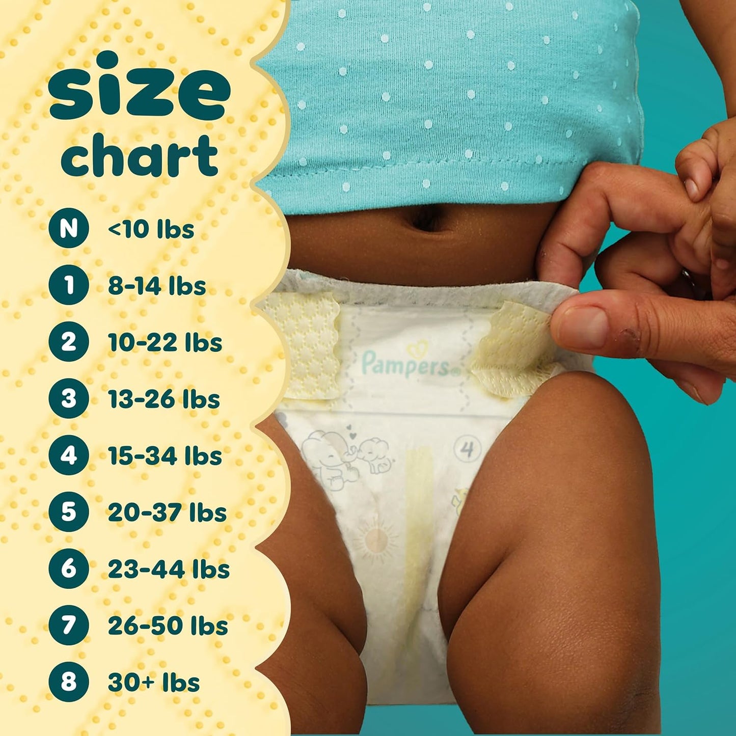 Pampers Swaddlers Diapers, Size 4 (15-34 lbs), 150 Count, Absorbent, Keeps Baby Dry and