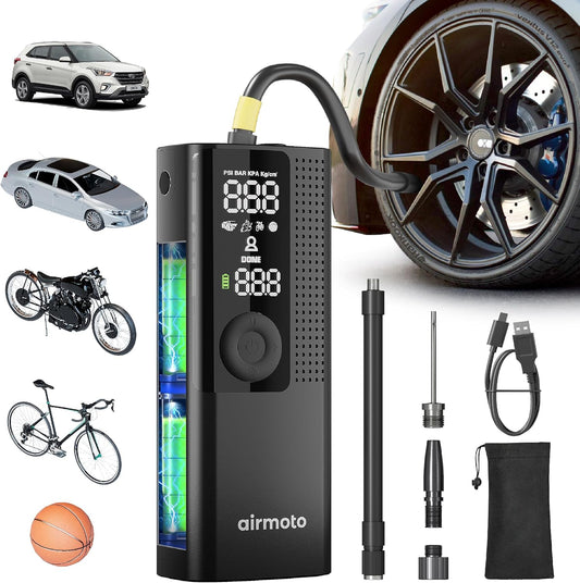 Airmoto Tire Inflator Portable Air Compressor - Air Pump For Car Tires with Digital Pressure