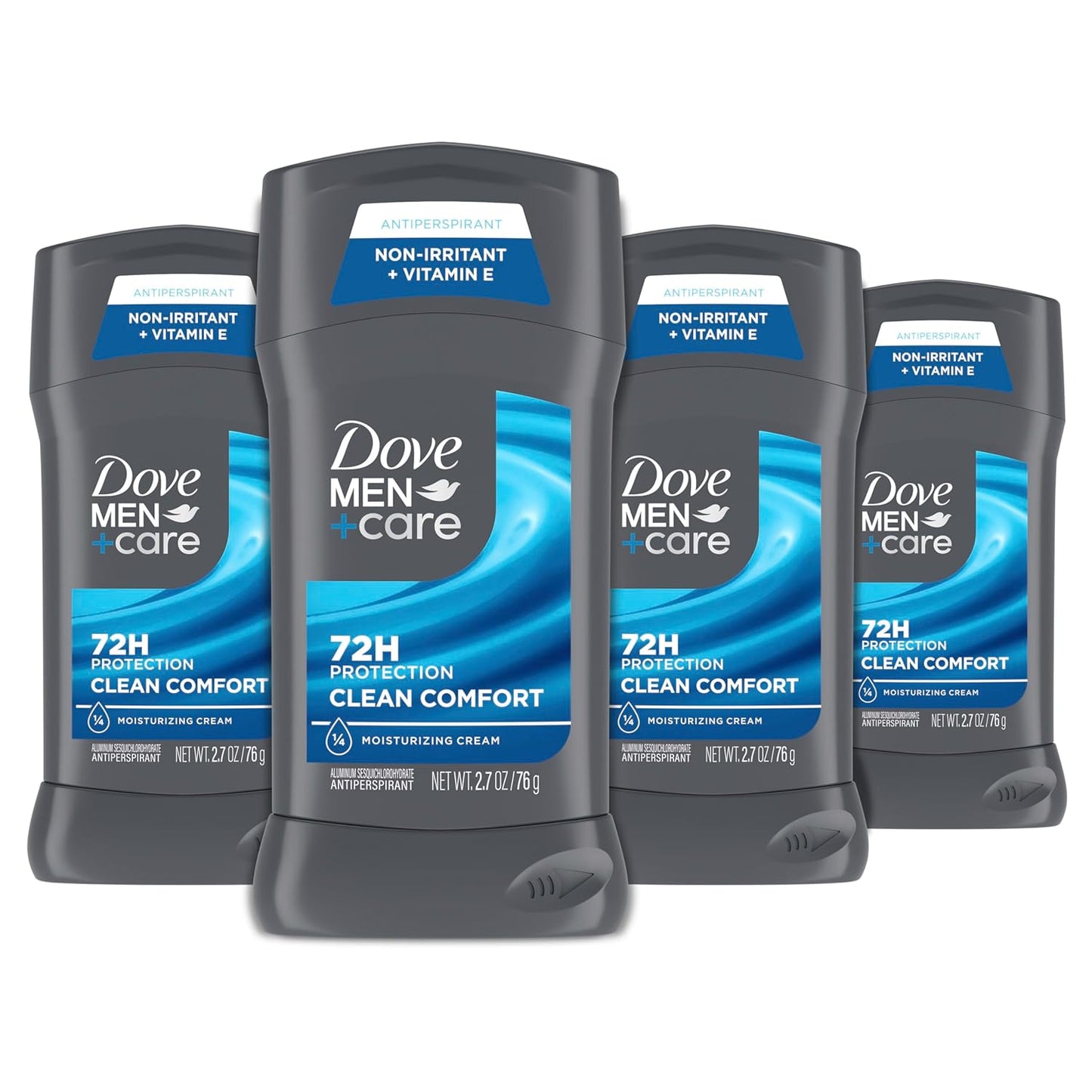 Dove Men+Care Antiperspirant Deodorant Stick 4 Count Clean Comfort 72-Hour Sweat & Odor Protection Antiperspirant for Men With 1/4 Moisturizing Cream