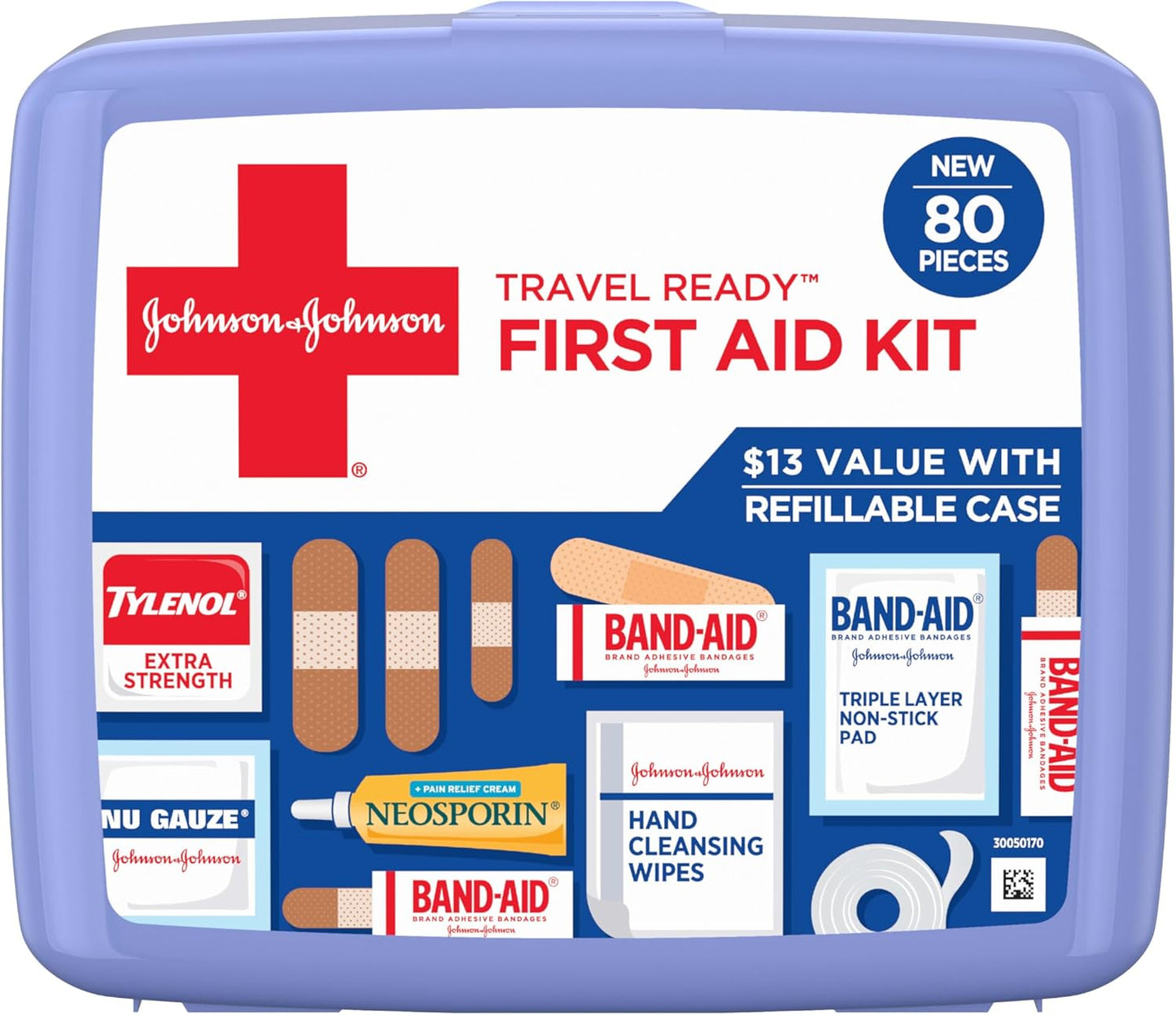 BAND-AID Brand Travel Ready Portable Emergency First Aid Kit for Minor Wound Care, Perfect for Home, Car