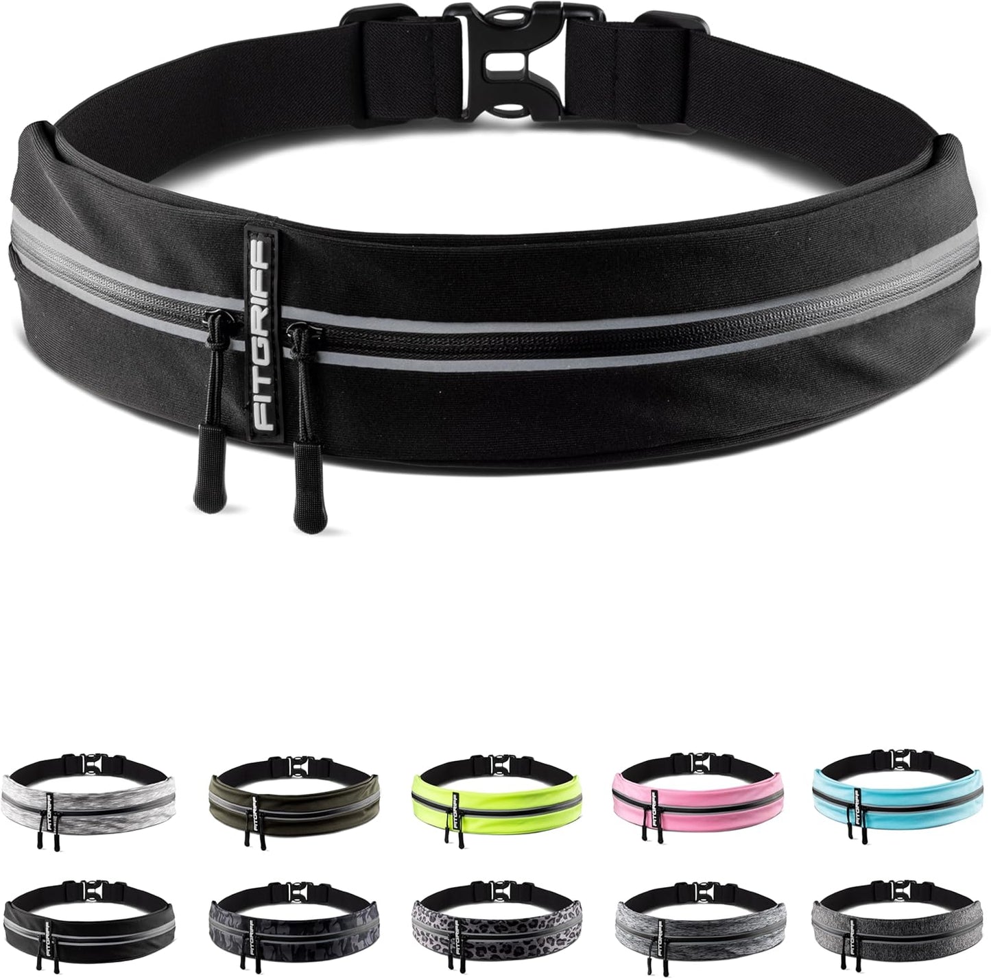 Fitgriff Running Belt for Men & Women - Secure Jogging Pouch for Phone, Keys & Essentials - For All Cell Phones