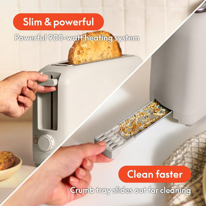 bella 2 Slice Slim Toaster, Fits-anywhere Kitchenware, 6 Setting Shade Control with Reheat & Cancel Buttons, Fits sourdough, 10 Long