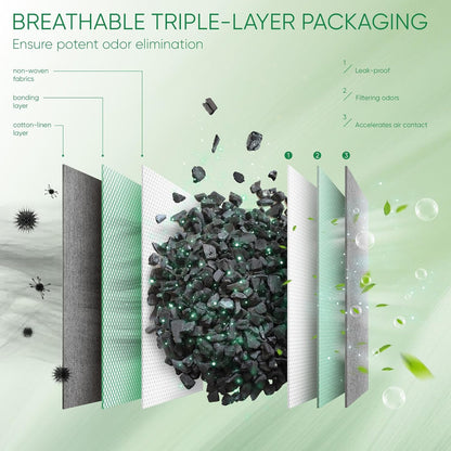 Activated Charcoal Odor Absorber, 6 Pack Natural Shoe Odor Eliminator, Bamboo Charcoal Air Purifying