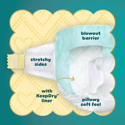 Pampers Swaddlers Diapers, Size 4 (15-34 lbs), 150 Count, Absorbent, Keeps Baby Dry and