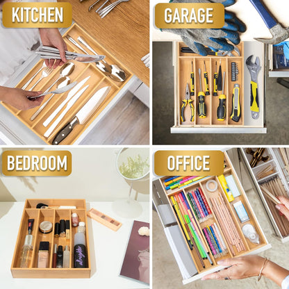 Besilord Silverware Organizer Kitchen Drawer Organizer Utensil Organizer Bamboo Silverware Holder Cutlery Organizer in Drawer Flatware Organizer