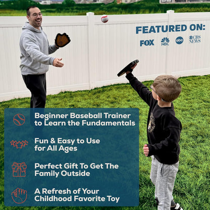 Toss and Catch Ball Game Set - Easy to Use Sticky Balls & Beginner Baseball Training Glove - Premium Toy Paddle Fits All Hand Sizes From Toddlers to