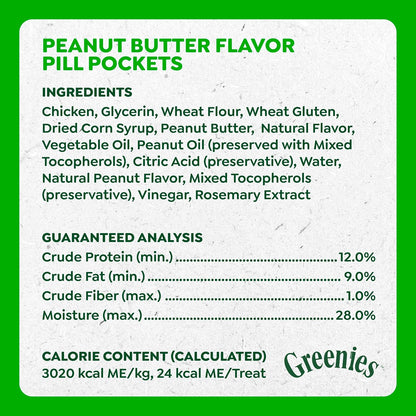 Greenies Pill Pockets for Dogs Large Size, Dog Treat Pouch for Capsule Medication, Peanut Butter Flavor, 15.8 oz. Pouch