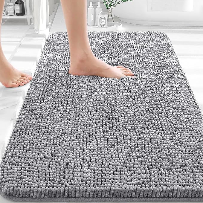 OLANLY Bathroom Rugs 30x20, Extra Soft Absorbent Chenille Bath Rugs, Rubber Backing Quick Dry, Machine Washable Bath Mats for Bathroom