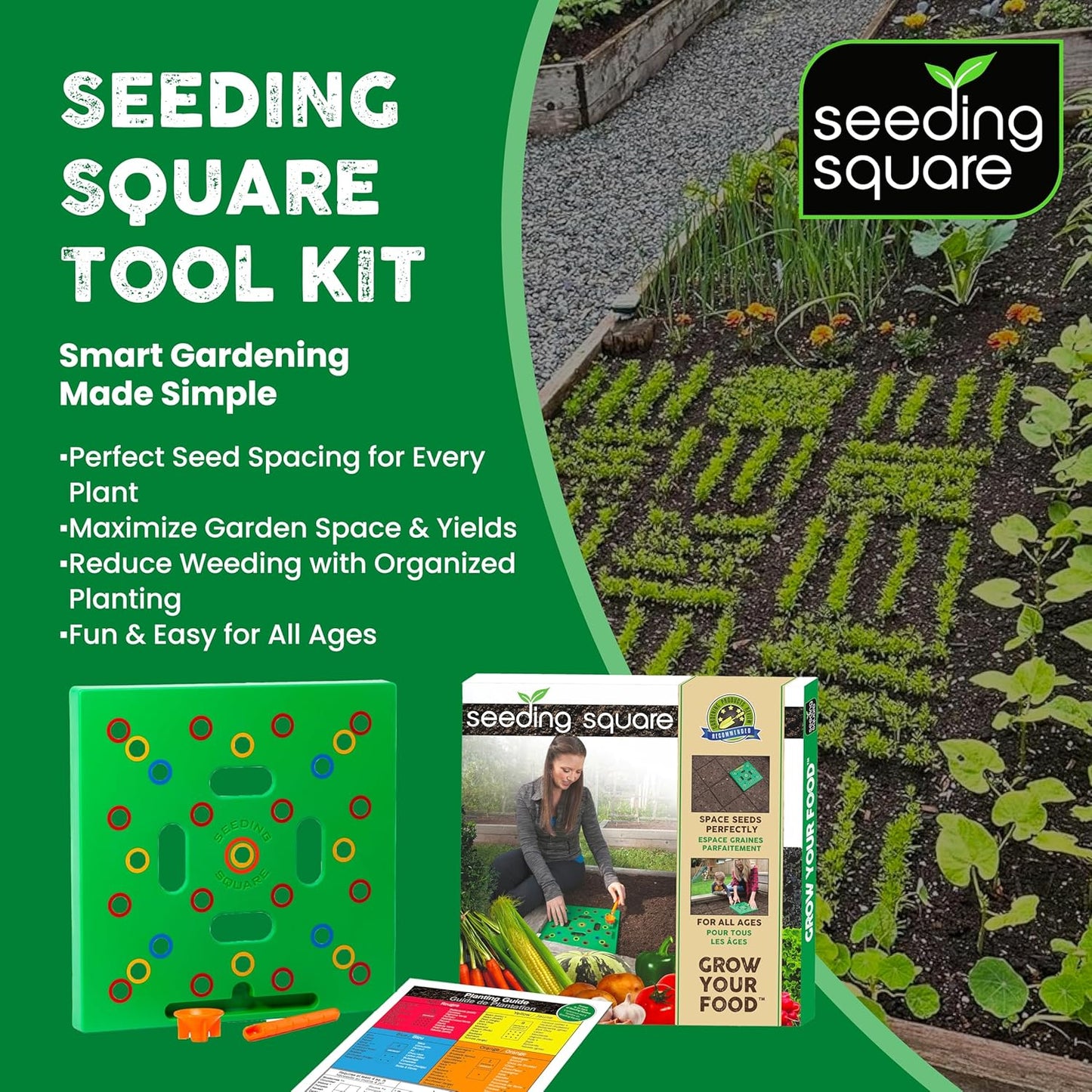 Seeding Square - Patented Seed and Seedling Spacer Tool for Bigger