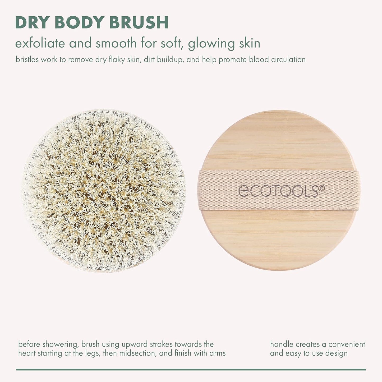 EcoTools Dry Body Brush, Cruelty-Free Bristles Exfoliate & Smooth Skin, Dry Brushing Removes Flaky Skin, May Help Improve Circulation &