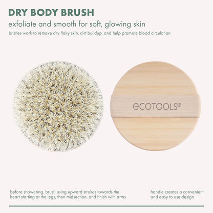EcoTools Dry Body Brush, Cruelty-Free Bristles Exfoliate & Smooth Skin, Dry Brushing Removes Flaky Skin, May Help Improve Circulation &
