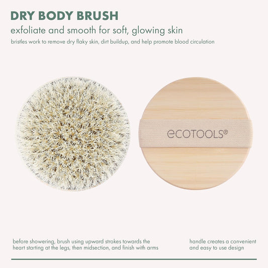 EcoTools Dry Body Brush, Cruelty-Free Bristles Exfoliate & Smooth Skin, Dry Brushing Removes Flaky Skin, May Help Improve Circulation &