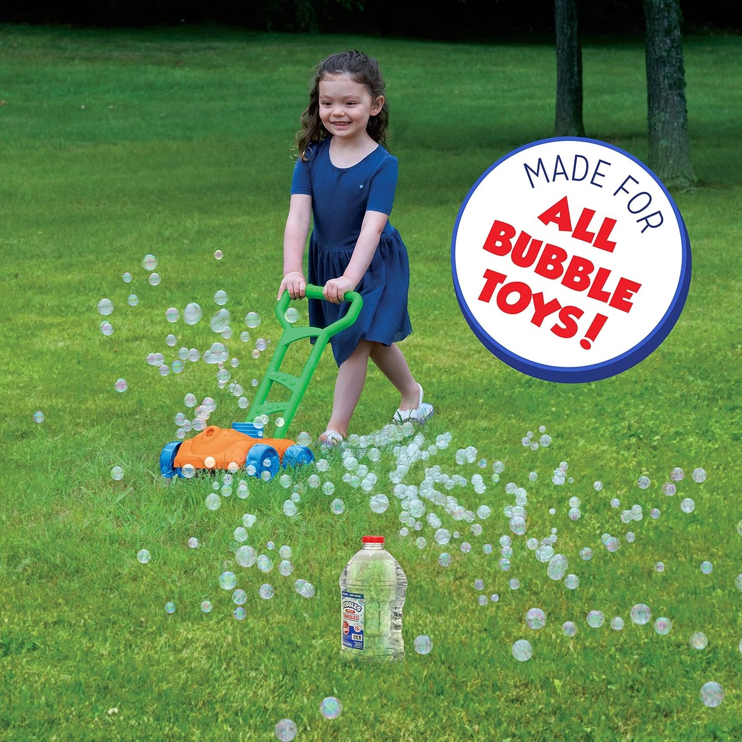 Little Kids Bubbles by Fubbles, Made in The USA, 64oz Non Toxic Bubble Solution, Refill Solution for Bubble Machines and Bubble Toys