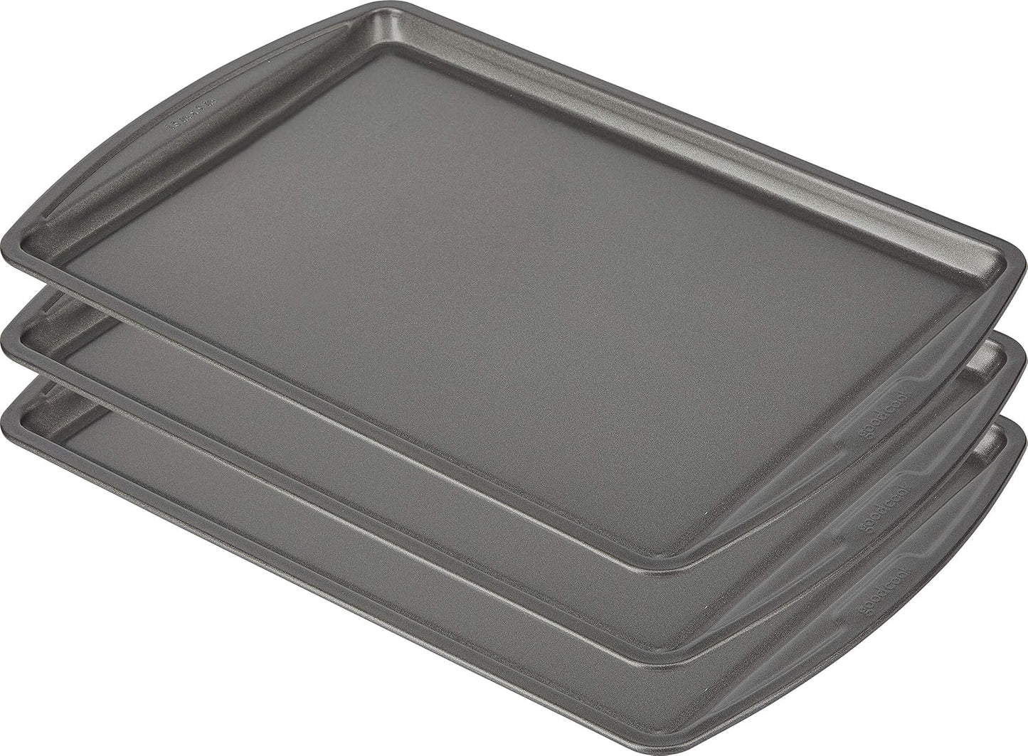 GoodCook Everyday Nonstick Carbon Steel 13 x 9 Baking Sheet Set, 3 Pack Standard-Sized Carbon Steel Cooking Pans, Bakeware